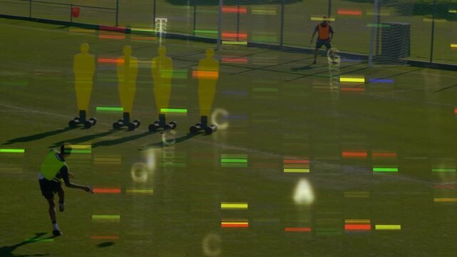 Animation of digital interface over football players