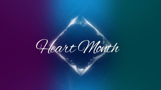 Animation of heart month text over shapes
