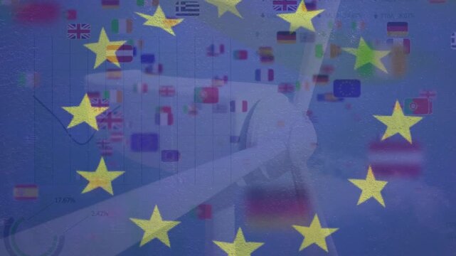 Animation of flags over ue flag