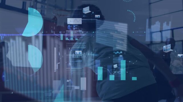 Animation of statistics and data processing over basketball game