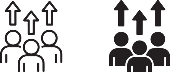 Fototapeta premium teamwork concept people silhouettes with progress arrows icon