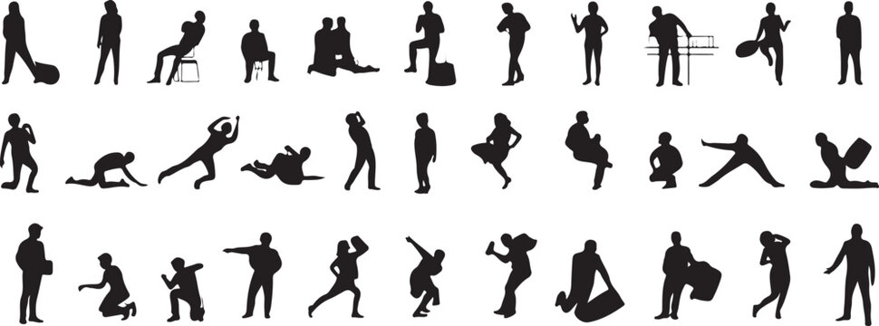 silhouette pose reference pack standing sitting running jumping