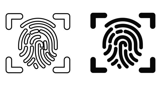 Fingerprint scan icon set for biometric security identity verification digital authentication touch id sensor recognition system electronic access control technology
