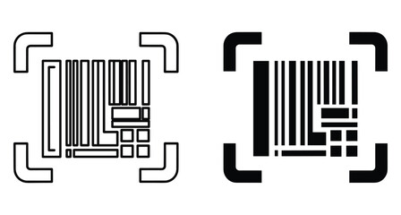 Obraz premium barcode scanner icon set with viewfinder frame for digital identification technology retail logistics inventory management system mobile app interface design