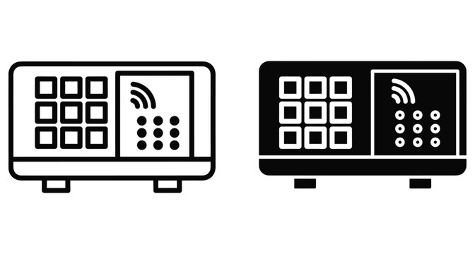 Digital keypad security device icon set with wireless signal and numeric buttons for access control and smart home systems electronic lock interface