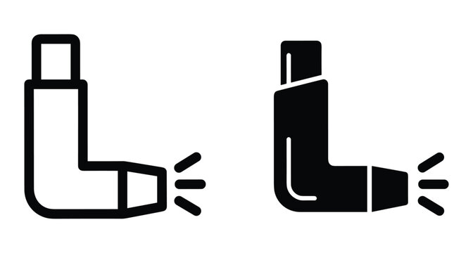 Asthma inhaler icon set for medical respiratory treatment breathing relief medicine healthcare equipment lung disease allergy emergency asthma inhaler