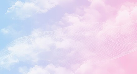 Fototapeta premium Ethereal Grid Overlay on Pastel Sky Background