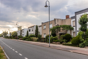 Fototapeta premium Houses in Damaschkestrasse street in Dessau city, Germany