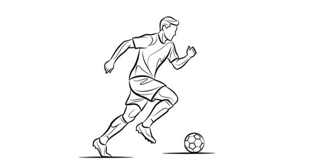 Fototapeta premium Energetic Soccer Player Running with Ball in Dynamic Pose, isolated white background