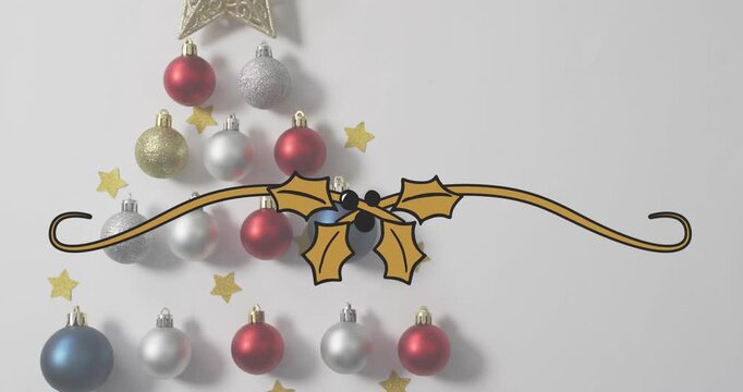 Animated Christmas decorations video ends with festive message.