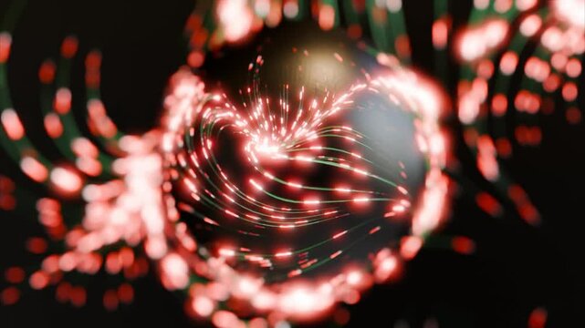Abstract technology background animation. Future technology, science, tech innovations. flowing lighting glowing red pink color neon effect seamless loop animation. 4k	