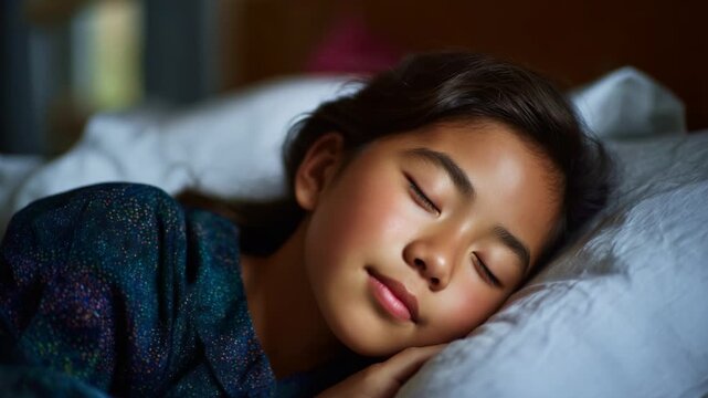 A peaceful moment captured in two frames, showcasing a child peacefully sleeping on a comfortable pillow, immersed in serenity and tranquility of dreams.