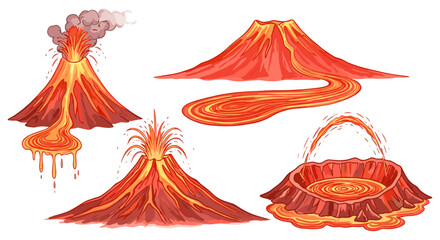 Volcano Eruption Illustrations