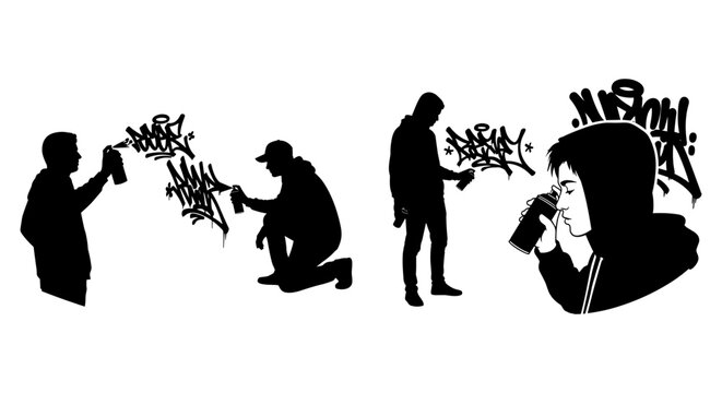 Graffiti Artists Spray Painting