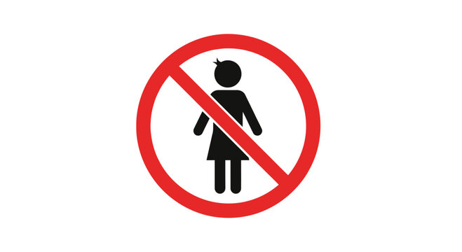 No women allowed sign female gender restriction symbol.