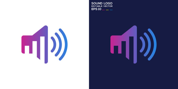 Home sound logo. Electricity, sound system, loudspeakers, sound, speakers. Vector icon symbol design template EPS 10.