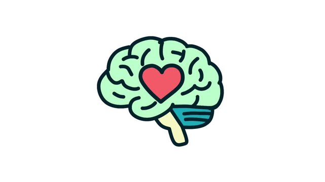 2D Animated Brain with Heart Symbol for Emotional Intelligence