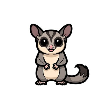 Cute cartoon possum standing upright.