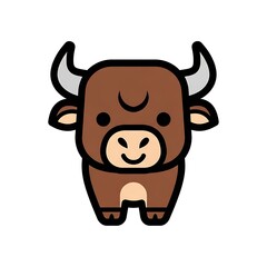 Fototapeta premium Brown cartoon bull with horns.