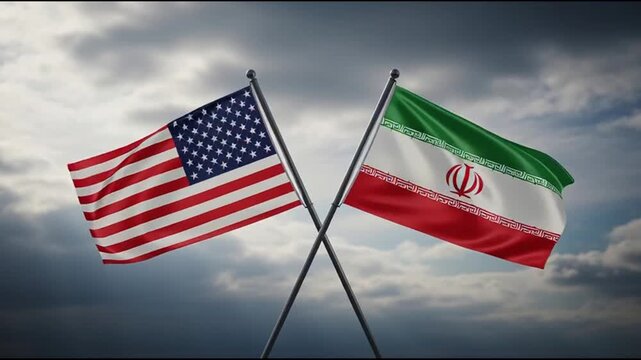 USA and Iran Crossed Flags Diplomatic Relations Concept