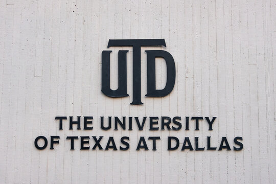 University of Texas at Dallas UTD logo concrete wall