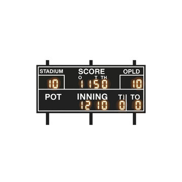 A clean digital baseball scoreboard icon illustrating game scores, inning status, and team information for sports events