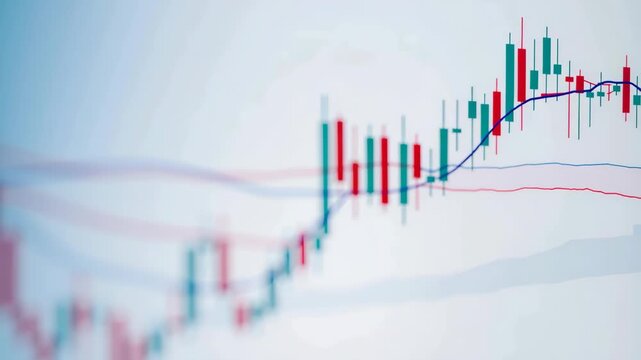 Upward financial candlestick chart with moving average lines and bullish momentum stock trading
