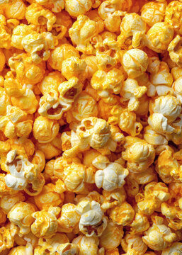 A delightful spread of bright yellow popcorn fills a bowl, ready for enjoyment during a cozy movie night with friends or family. The inviting scent wafts through the room.