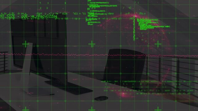 Animation of financial data processing over grid and busy airport