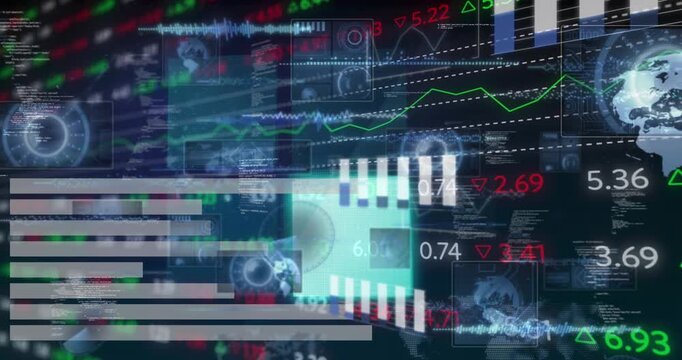 Animation of scopes scanning and financial data processing