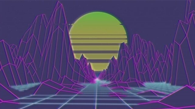 Animation of metaverse with sun on purple background