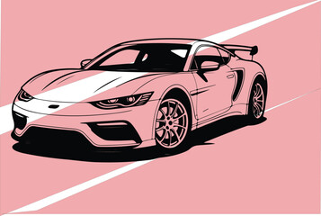 Modern pink sports car vector illustration sleek luxury vehicle design isolated on minimal background with clean lines and dynamic style © Mahad