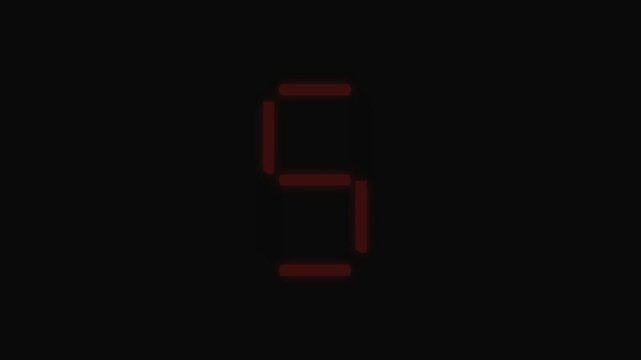 10 second countdown animation with glowing red LED numbers