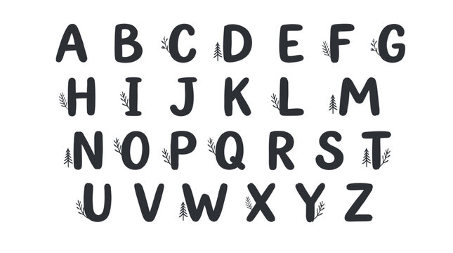 Alphabet letters on white background. EPS Editable. Vector Illustrations.