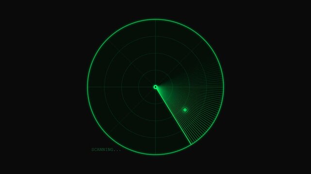 Retro glowing green radar or sonar interface animation loop