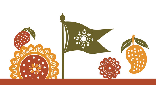 Decorative Indian Festival Flag Design Elements. EPS Editable. Vector Illustrations.
