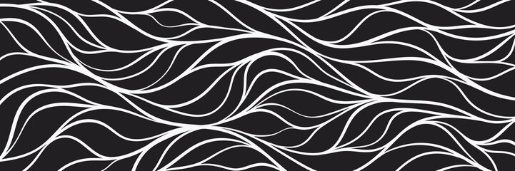 Fototapeta premium High-contrast white and black organic wavy line seamless pattern. Classic and modern design perfect for graphic design, fashion, packaging, wallpapers and minimalist art projects.