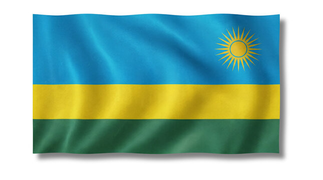 Waving Rwanda National Flag.