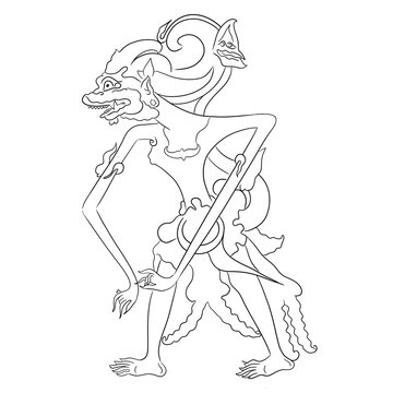 Hanoman puppet line art illustration