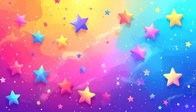 カラフル　星　ポップ　背景　グラデーション　流れ星　夜空　壁紙