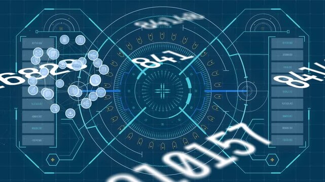 Animation of scope scanning with network of connections with icons