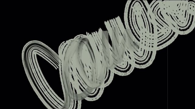 Abstract white spiral scribble with looping brush lines, chaotic hand drawn coil shape, dynamic sketch stroke effect, artistic motion element on dark background