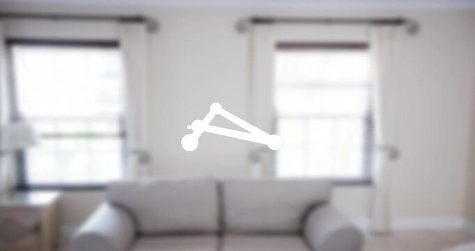 Animation of shapes moving over empty house interior