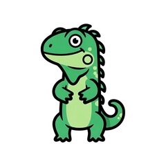 Fototapeta premium Smiling green cartoon lizard standing.