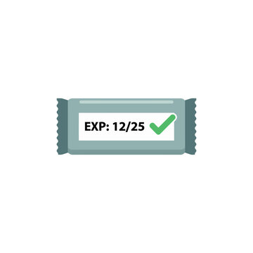 flat icon of packaged food with expiration date check mark