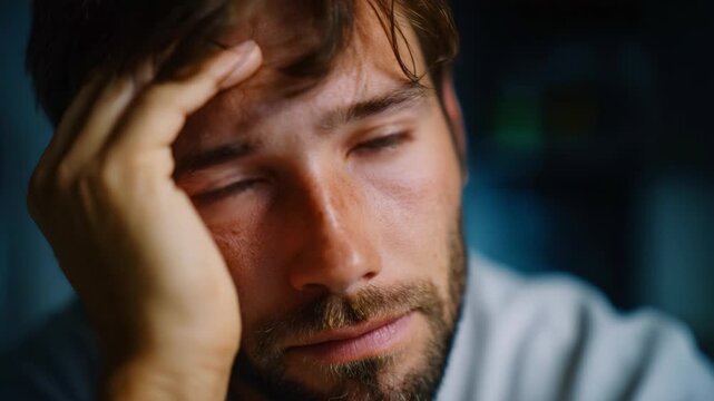 Emotionally Vulnerable Man Deep in Thought with a Distressed Expression, Lingering Hesitation Captured in Two Moments of Introspection and Reflection