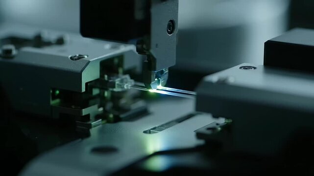 Automated process showcasing fiber optic fusion for robust Community Energy Networks and global connectivity solutions.