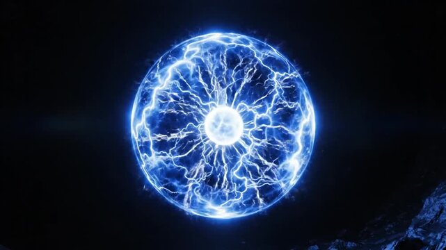 Electric blue glowing orb energy.