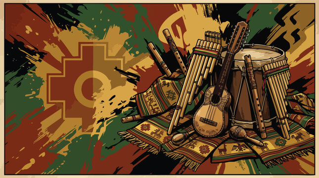 Andean Music Instruments and Woven Textiles for Inti Raymi Celebration