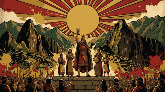 Andes Landscape Layered Background Inti Raymi Bold Graphic Poster Background